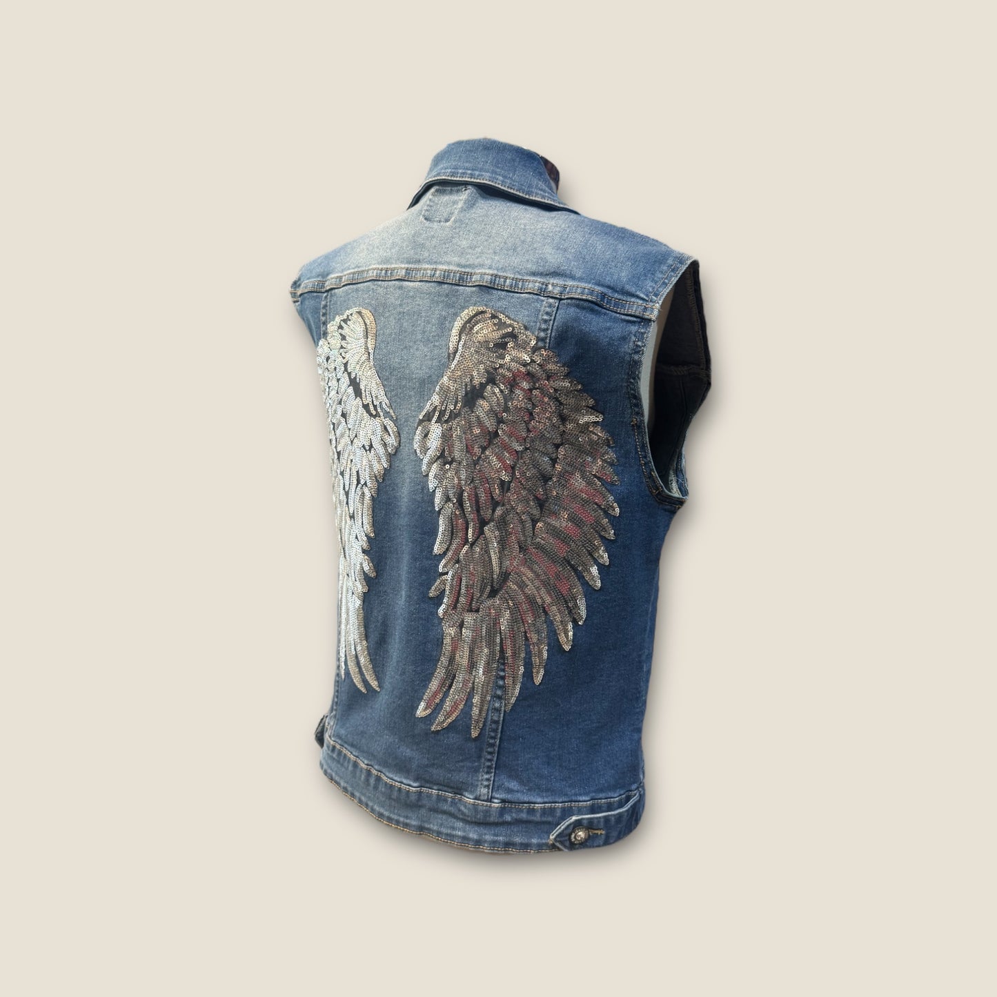 Chaleco vaquero alas lentejuelas