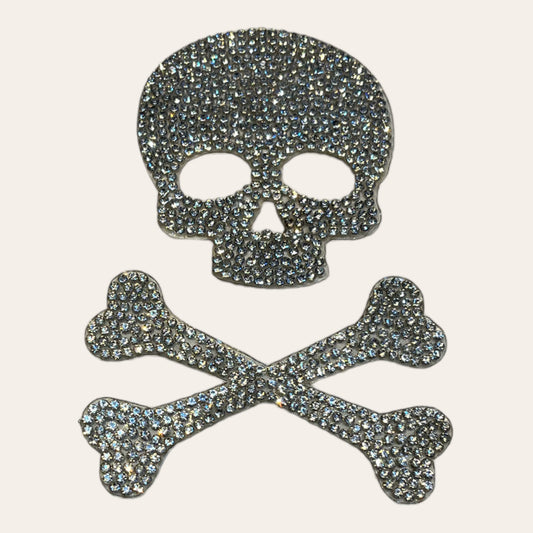 Parche Calavera con tibias strass