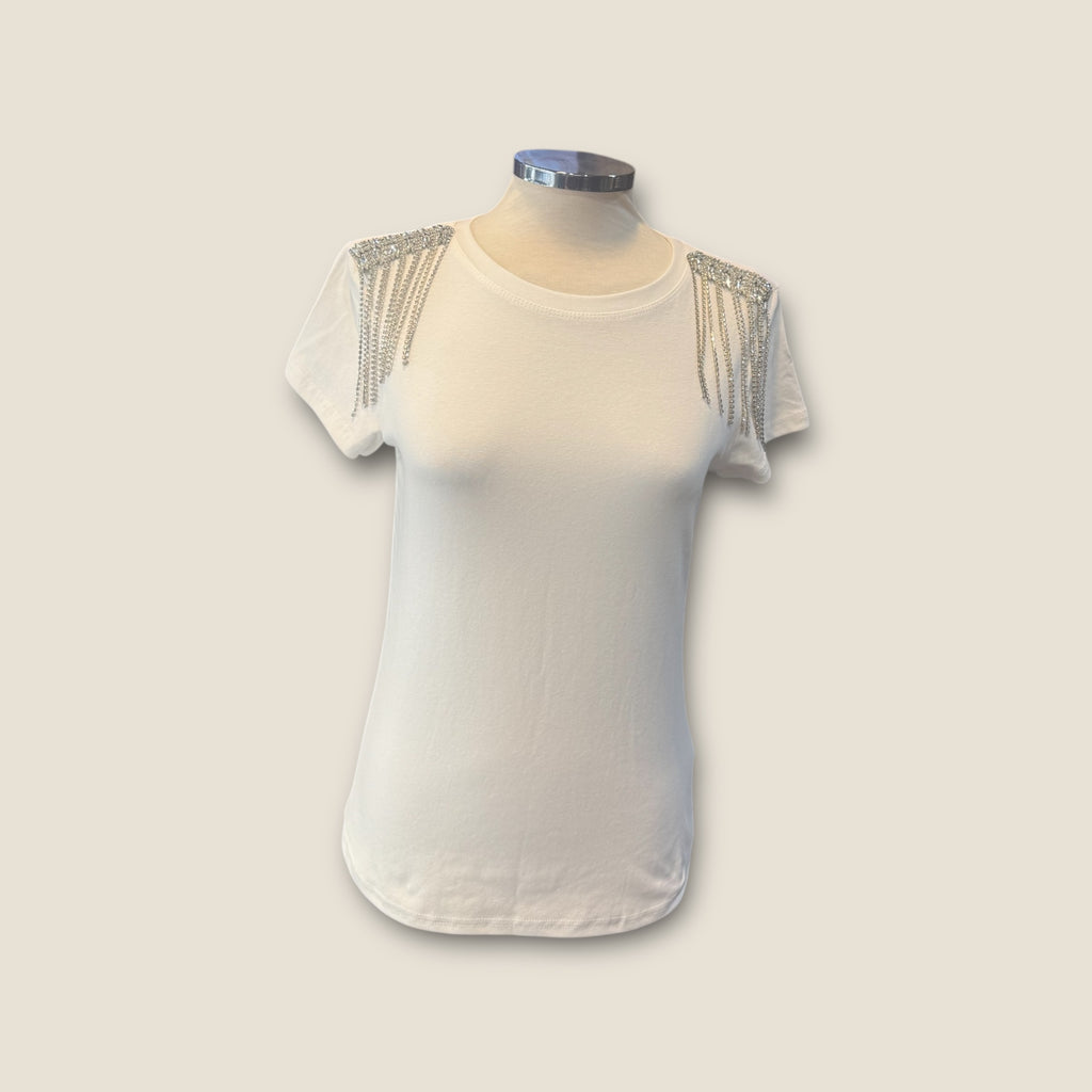 Camiseta hombreras pedrería