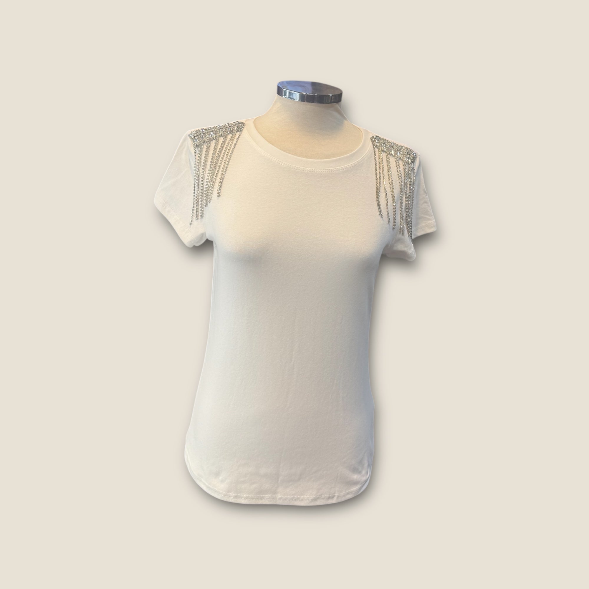 Camiseta hombreras pedrería