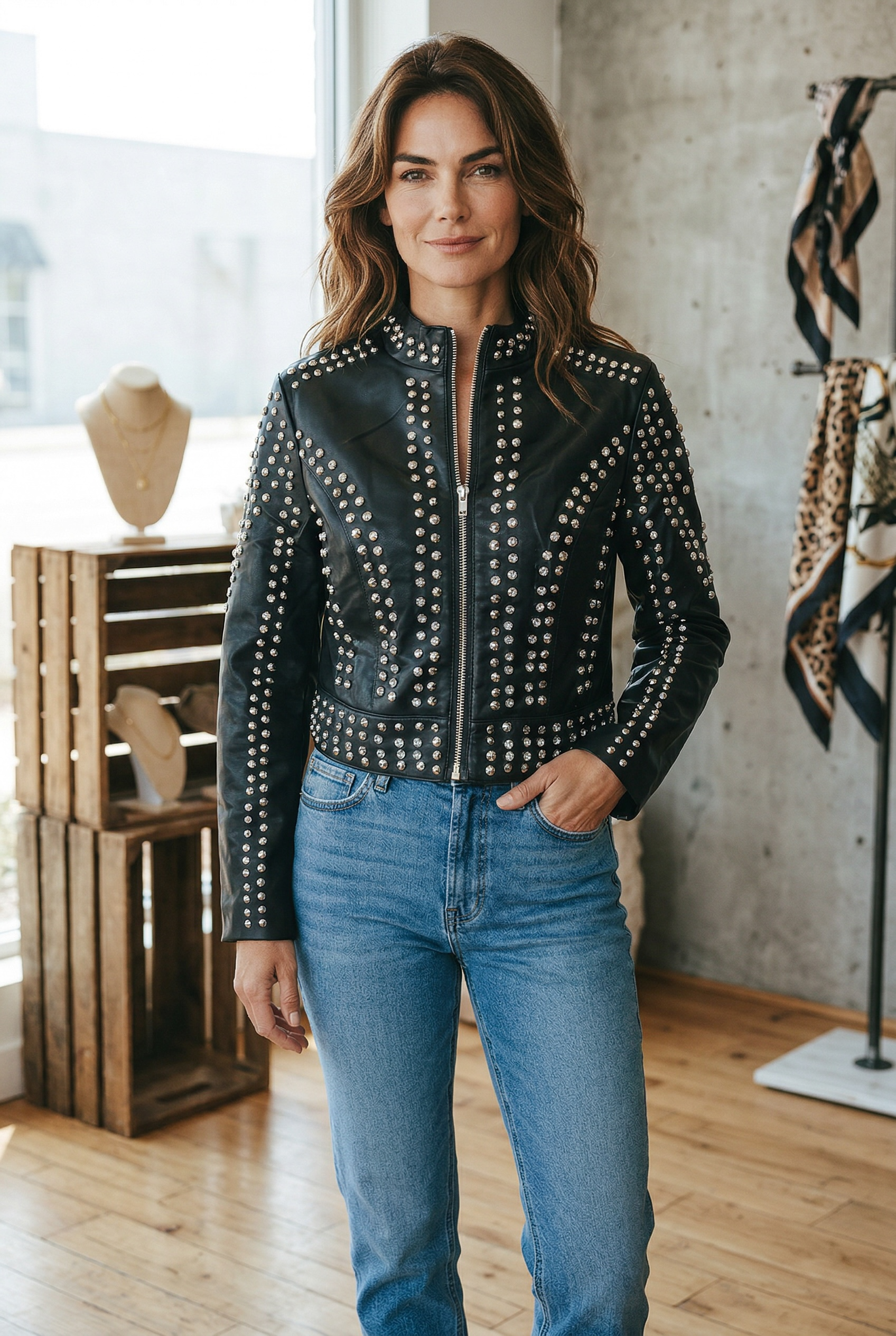 Chaqueta Biker Strass y Remaches