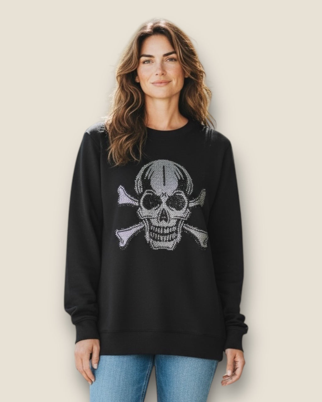 Sudadera Gran Calavera Strass