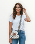Bolso punto lunares con corazón pedrería