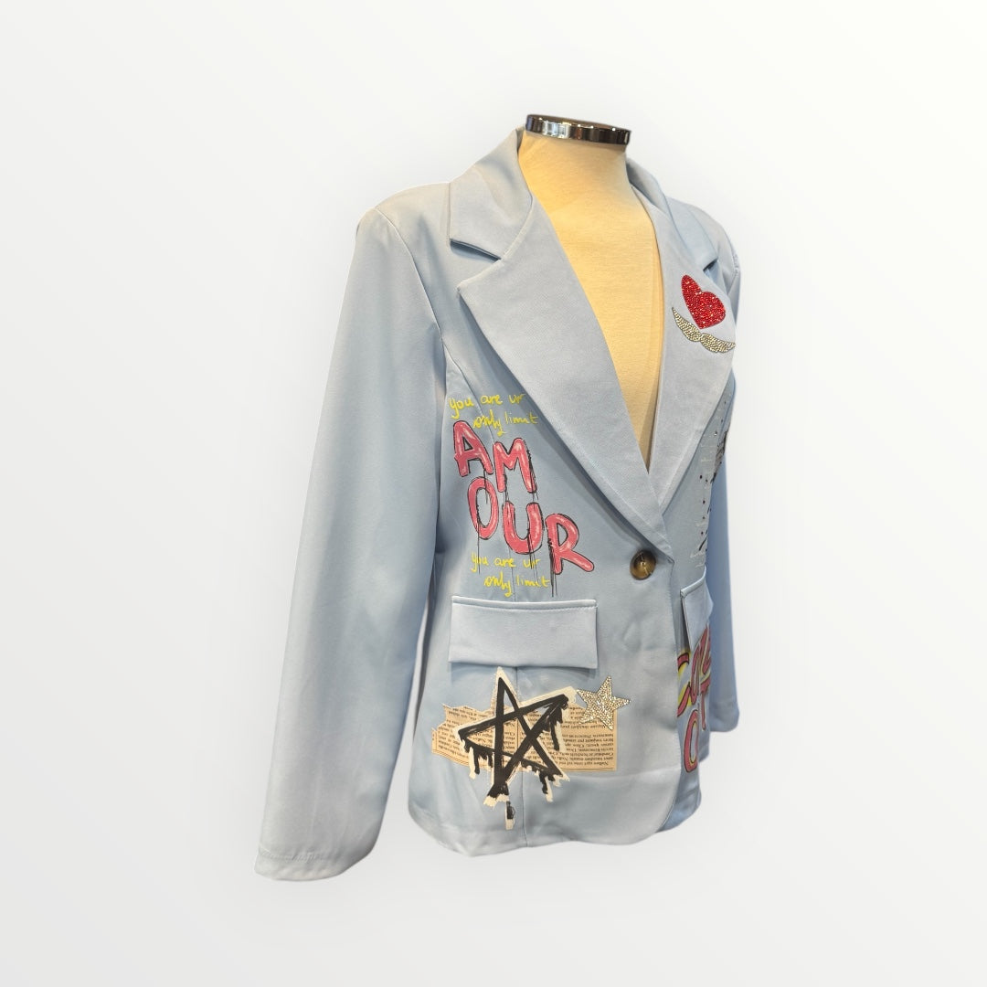 Blazer artística con aplicaciones strass