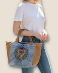 Bolso shopping vaquero con sagrado corazón