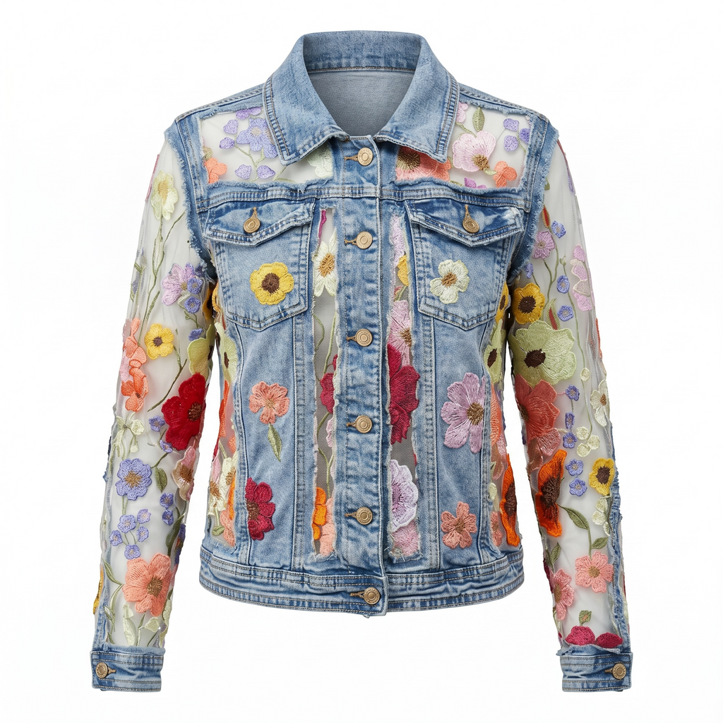Chaqueta vaquera tul y flores