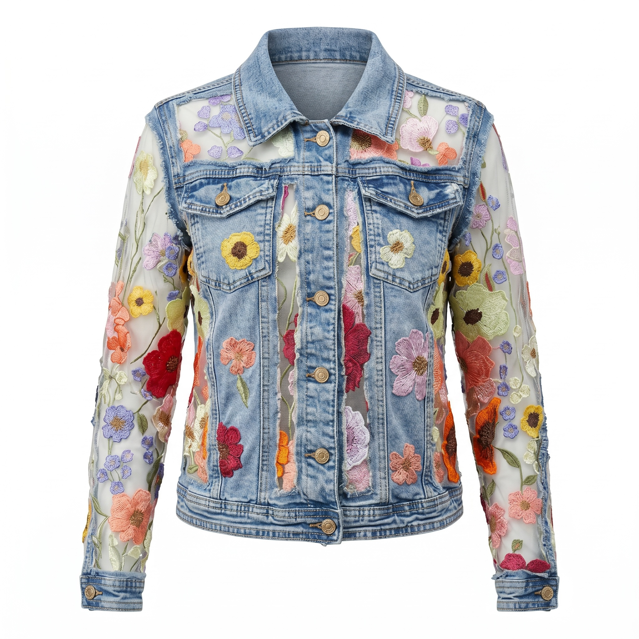 Chaqueta vaquera tul y flores
