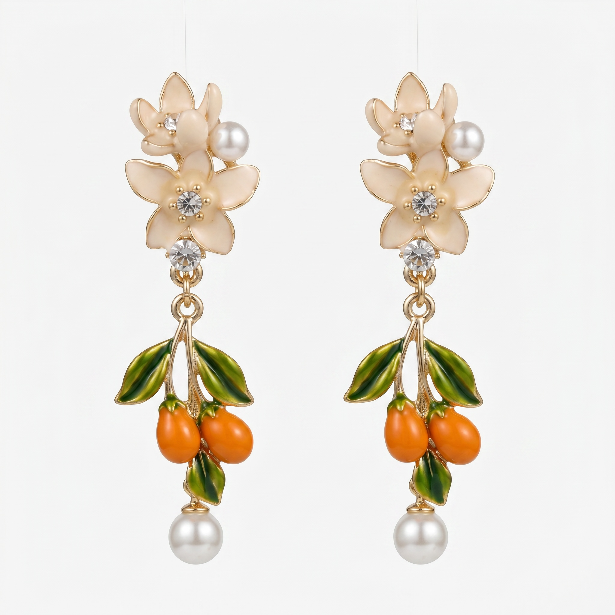 Pendientes y collar flores de naranjo