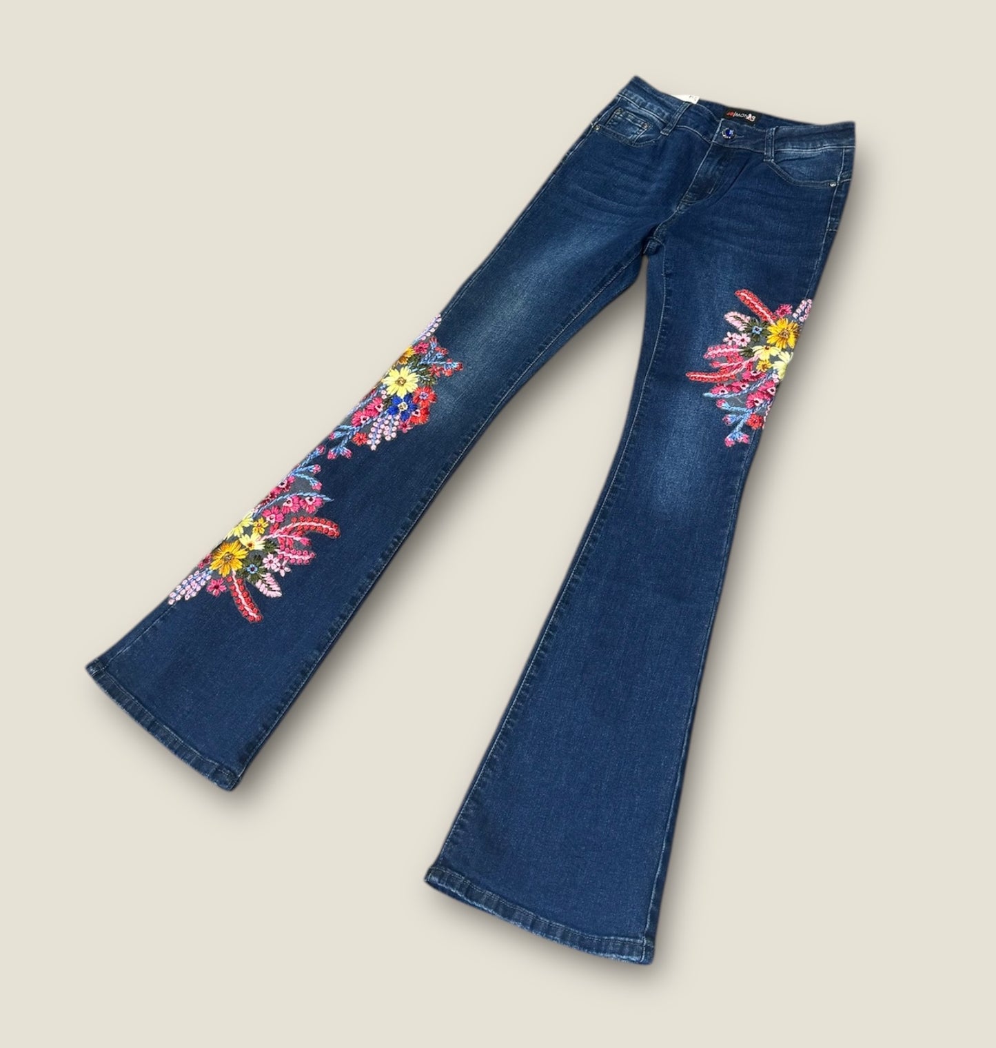 Pantalones flores y strass