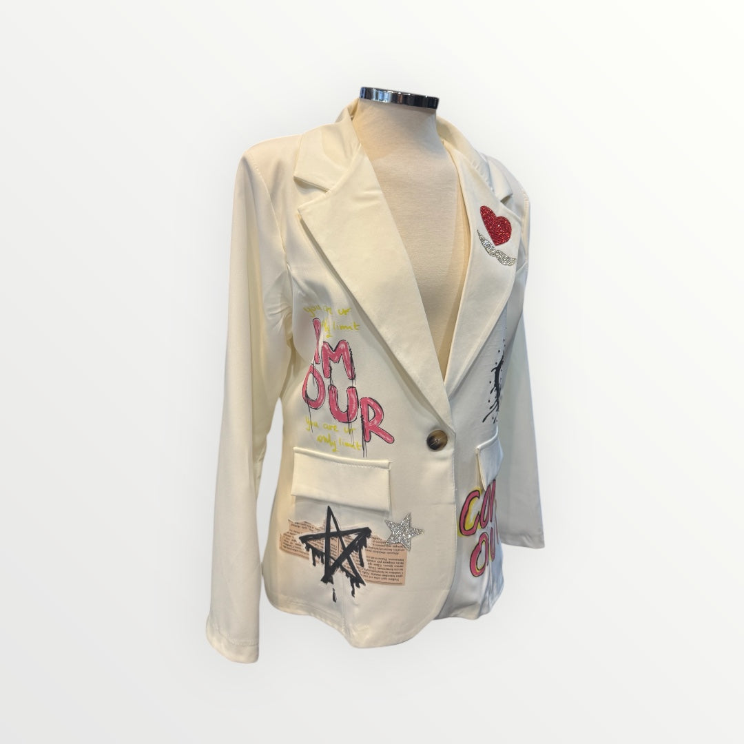 Blazer artística con aplicaciones strass