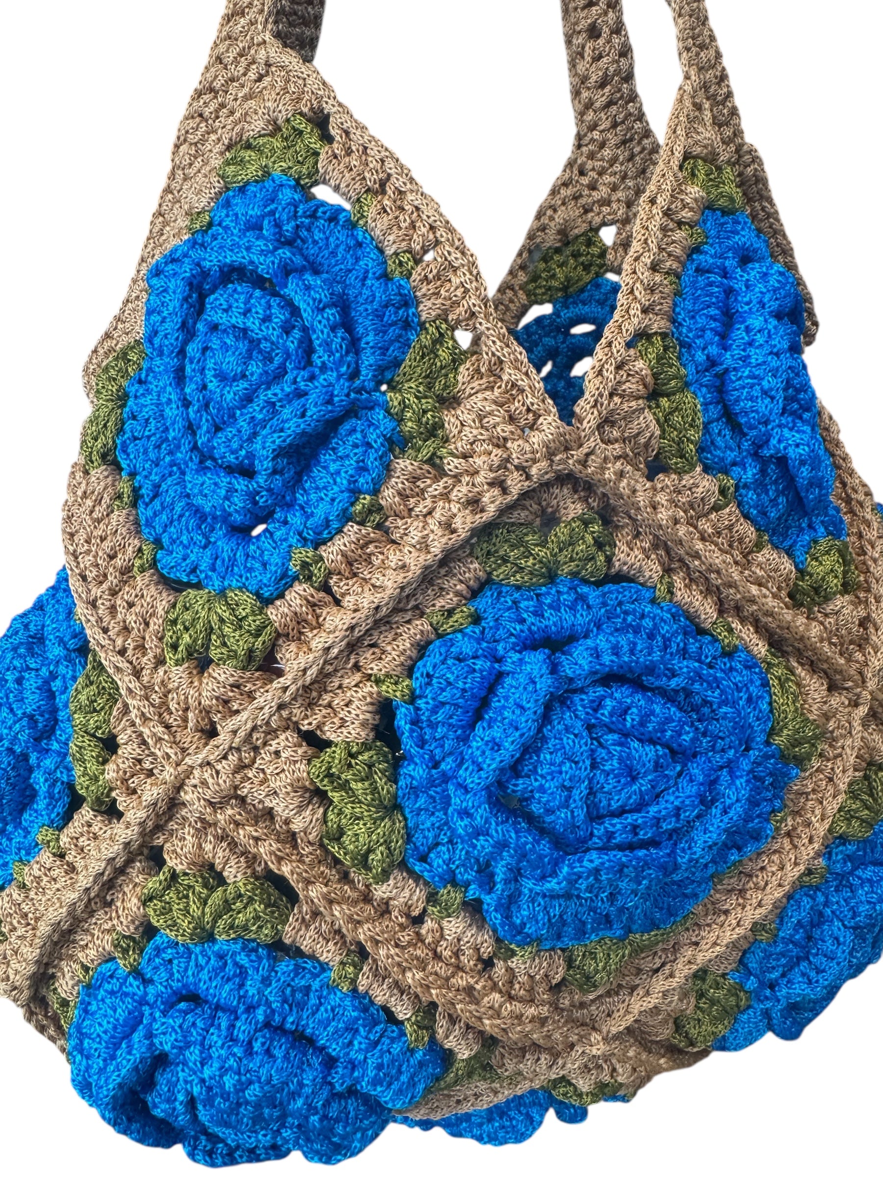 Bolso crochet con rosas