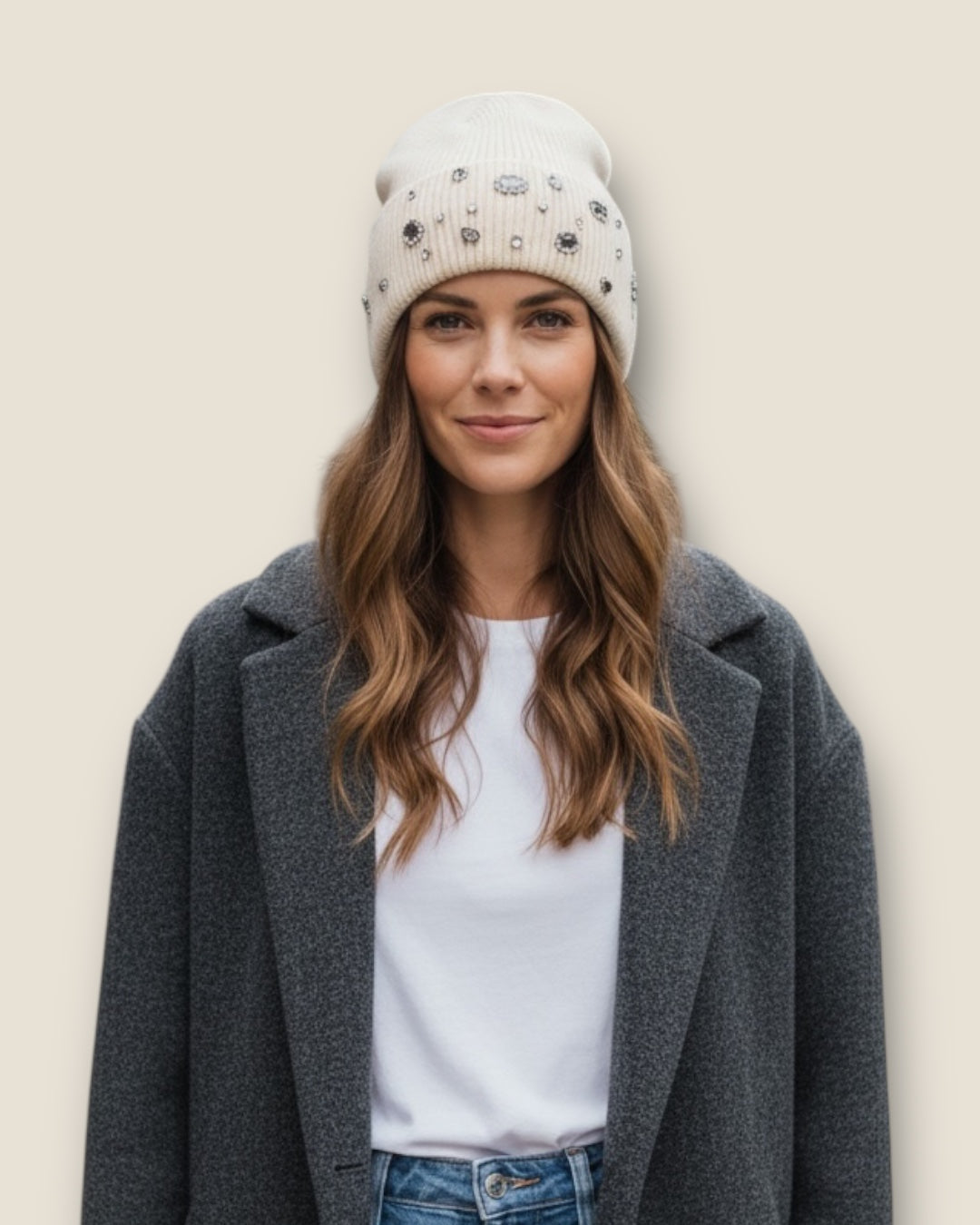 Gorro lana con pedrería