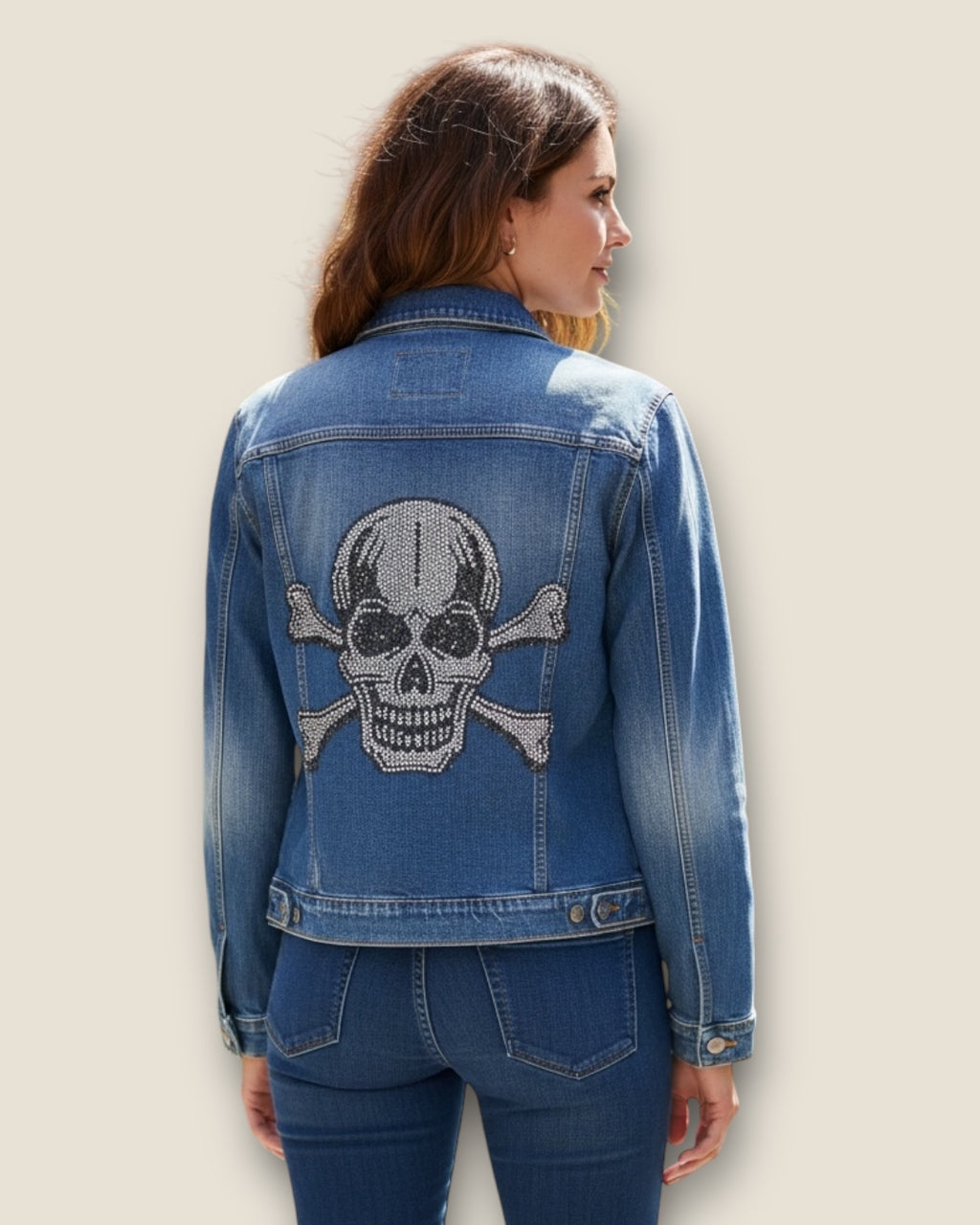Chaqueta vaquera calavera strass