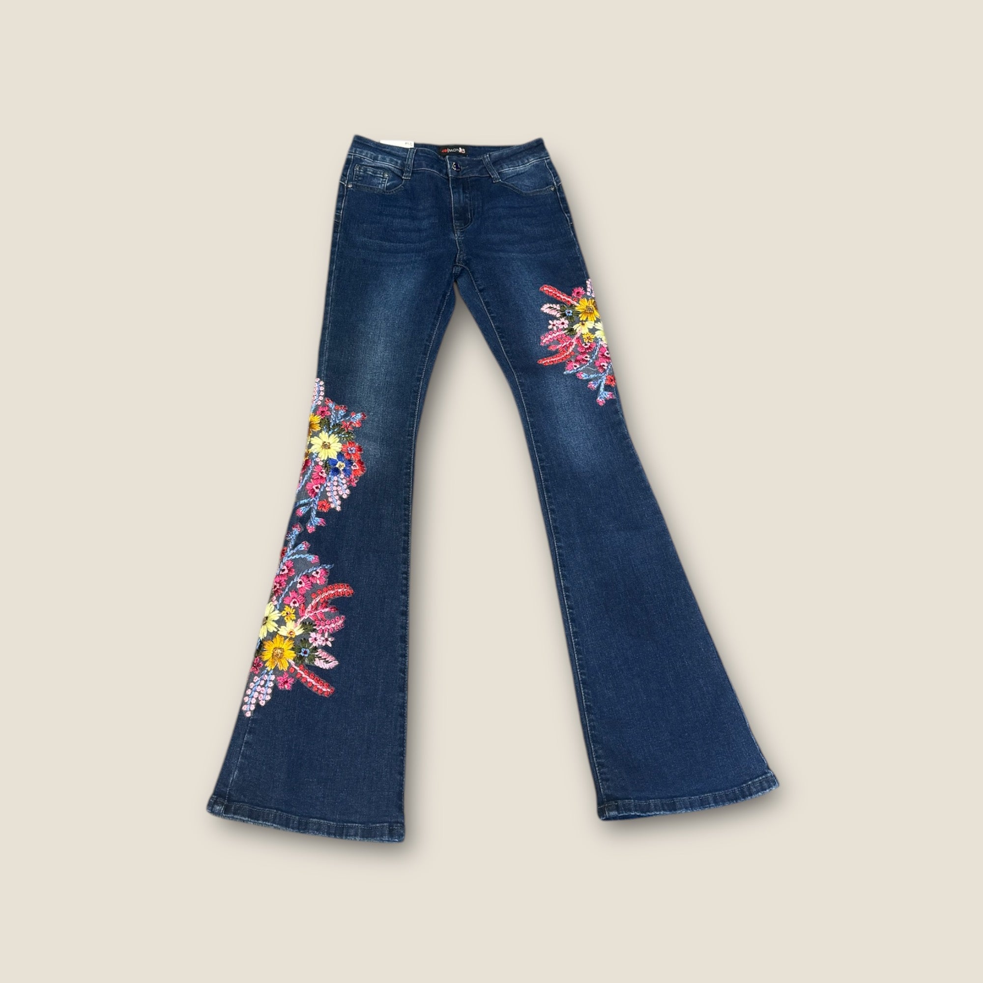 Pantalones flores y strass