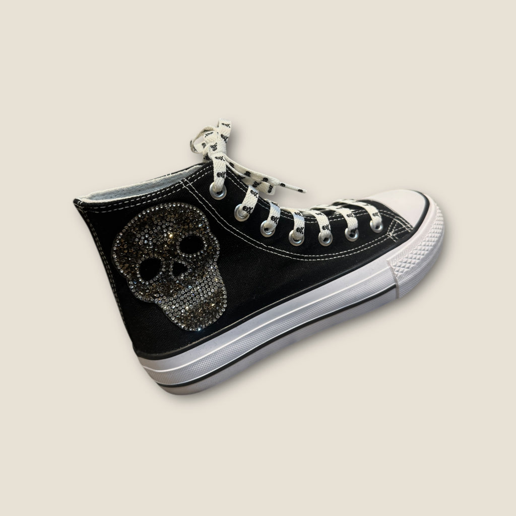 Zapatillas de lona con calavera de strass