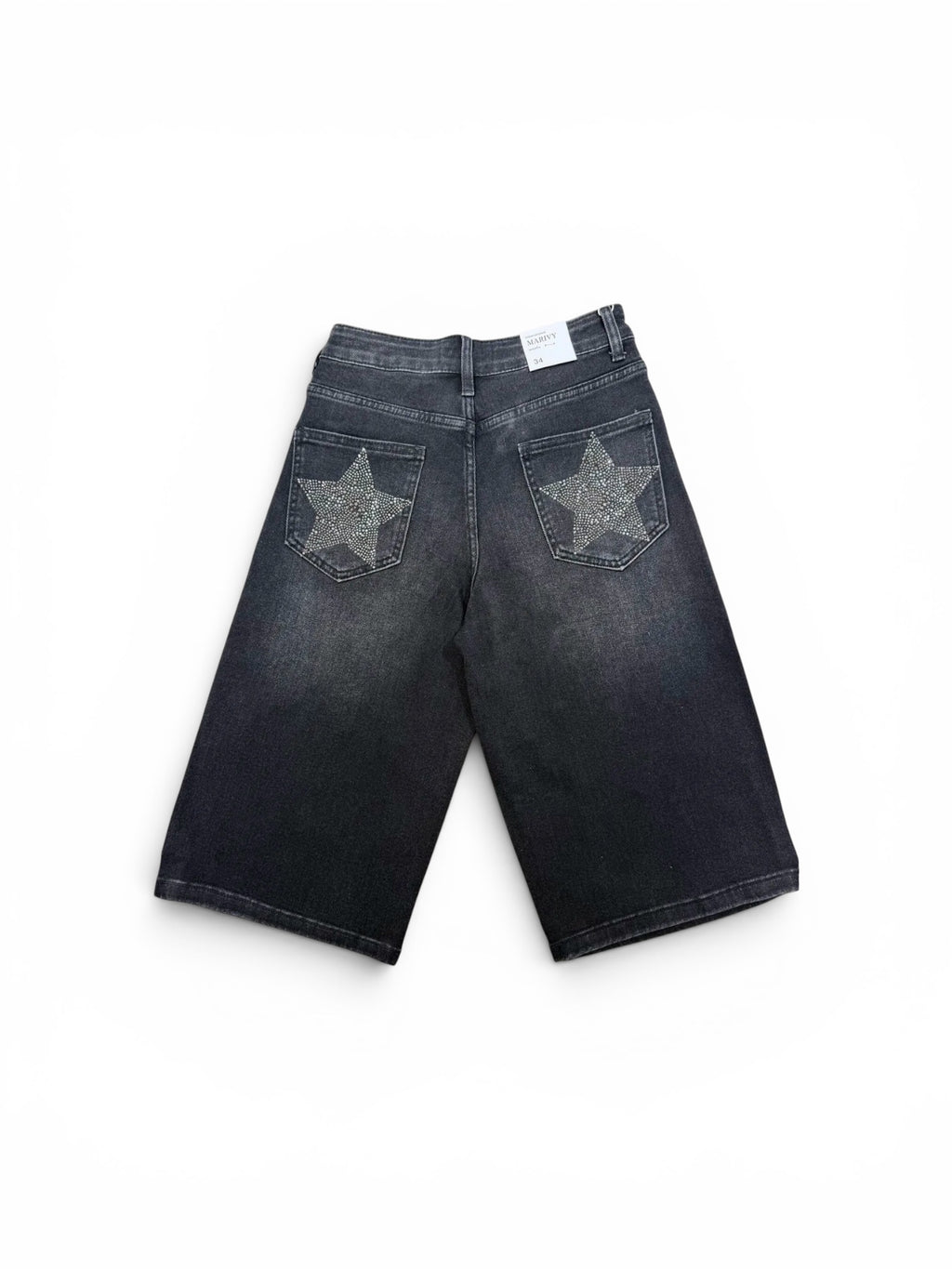 Bermuda denim negra con estrellas strass