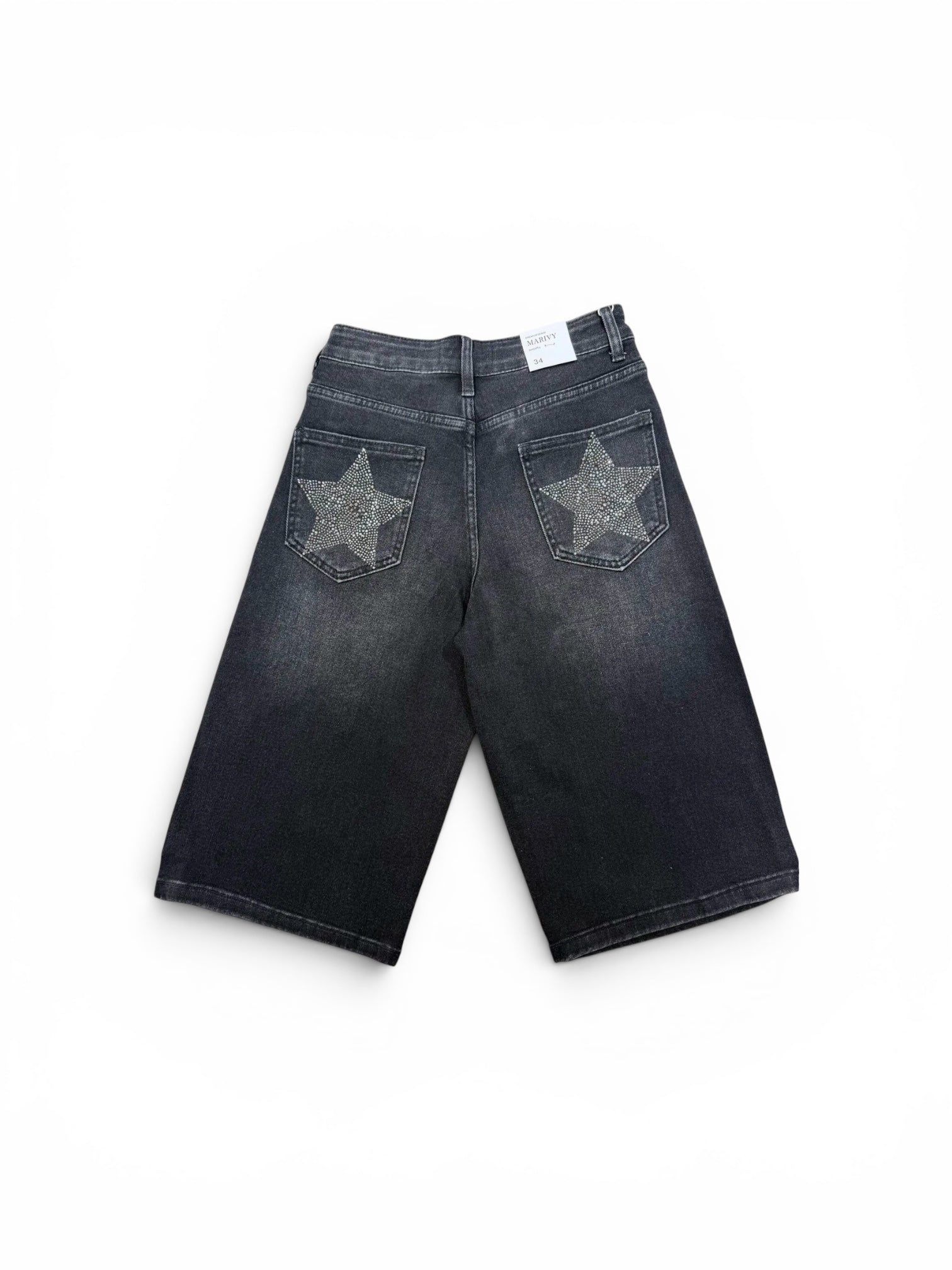 Bermuda denim negra con estrellas strass