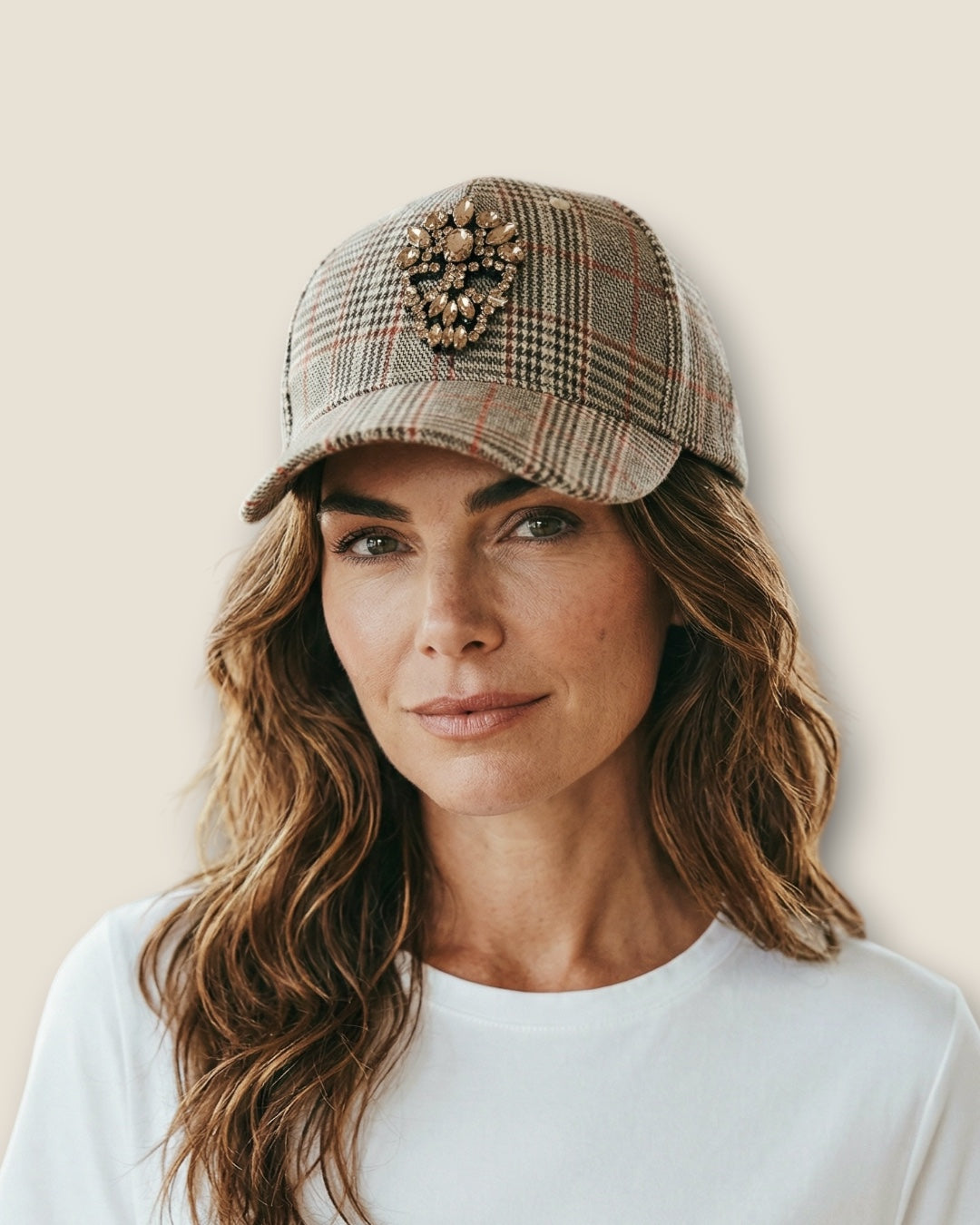 Gorra cuadros beige Calaveras