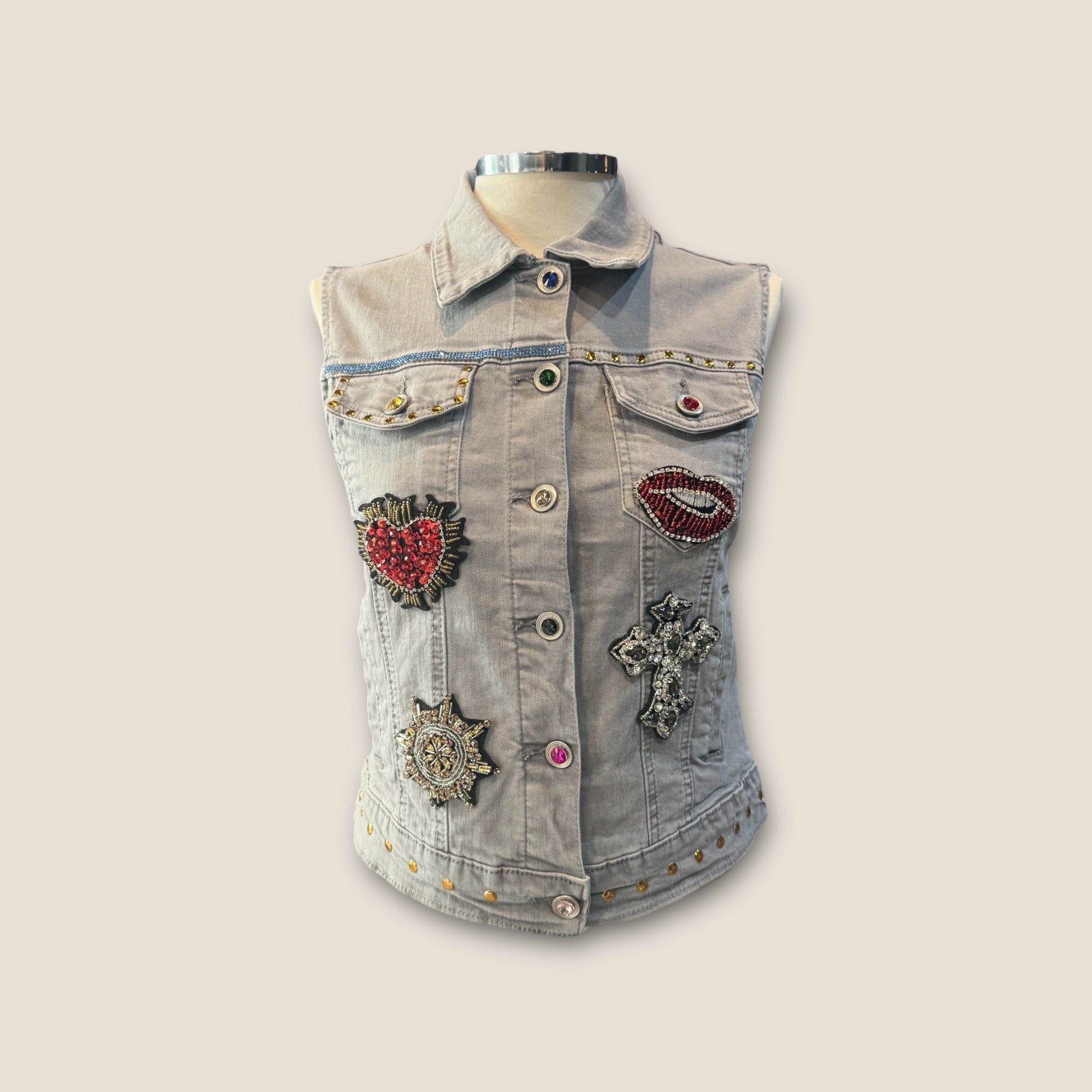 Chaleco calavera catrina con flores