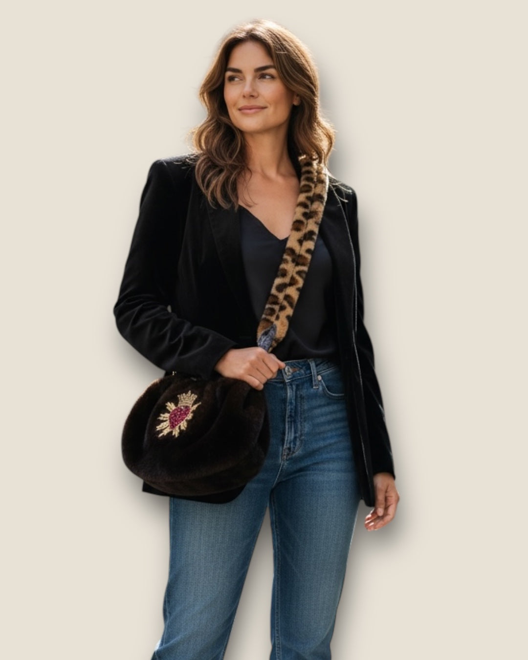 Bolso pelo con corazón