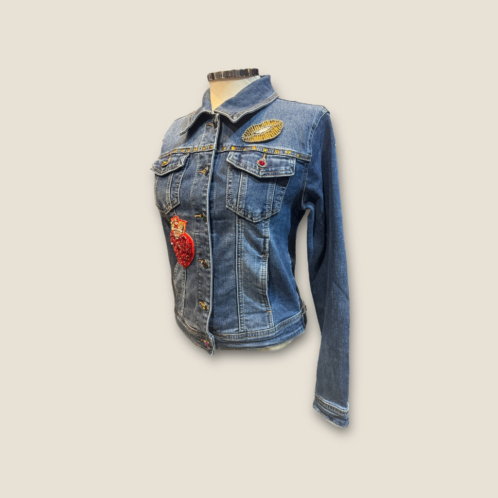 Chaqueta calavera catrina con flores y pedreria