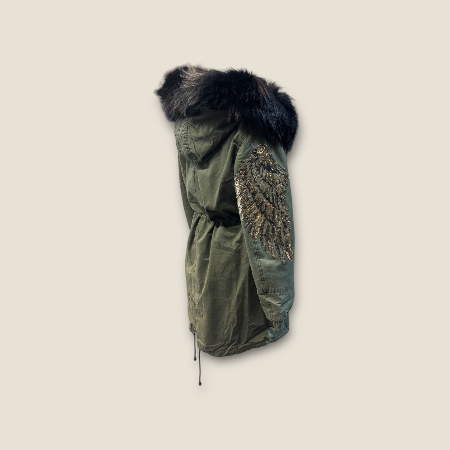 Parka 2 en 1 con alas de lentejuelas