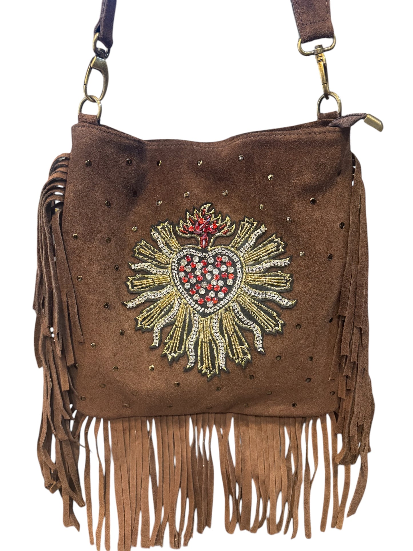 Bolso ante flecos con sagrado corazón
