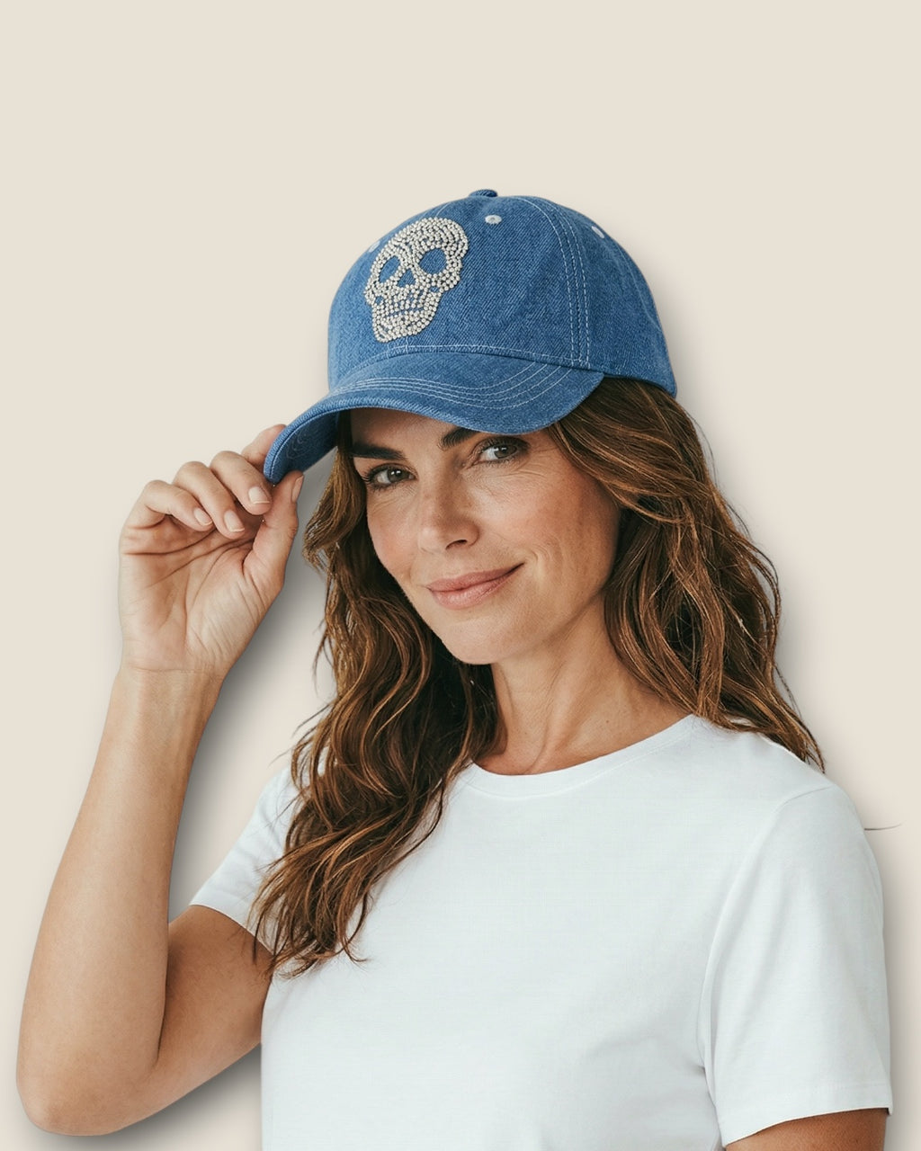 Gorra denim con calavera