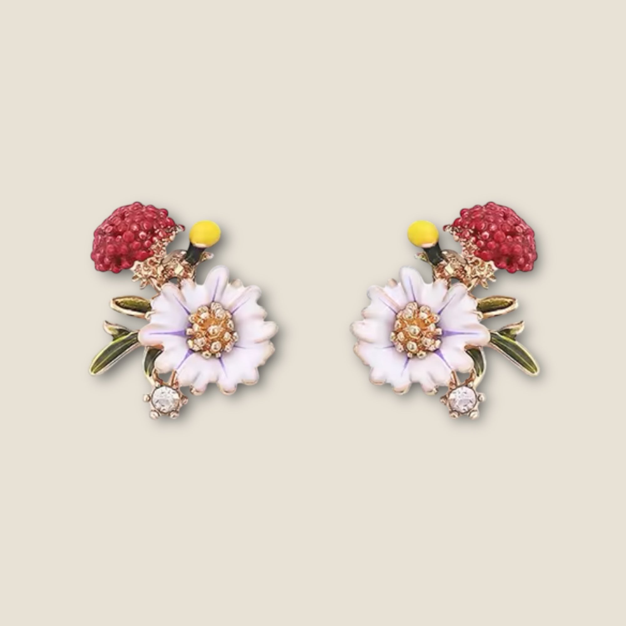 Pendientes esmalte flores
