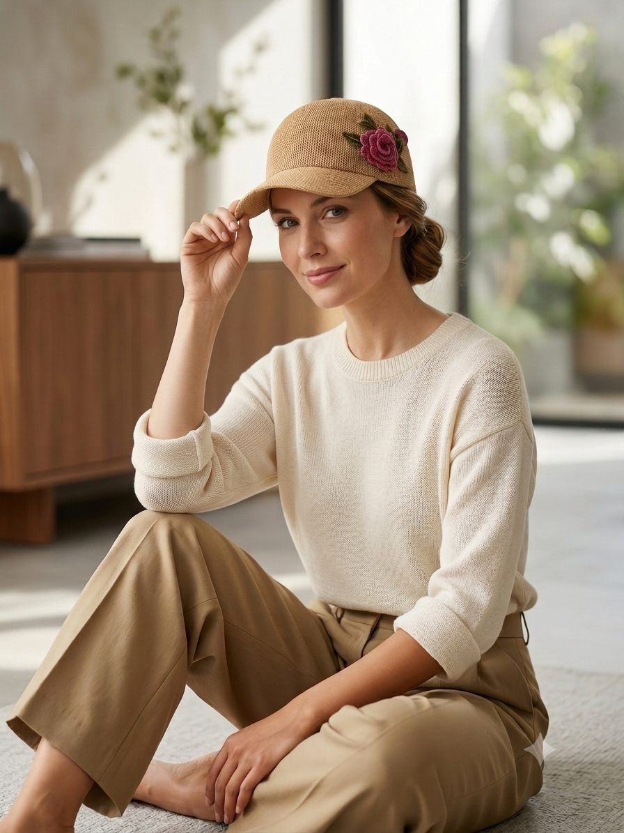 Gorra rafia flor