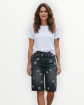 Bermuda denim negra con estrellas strass