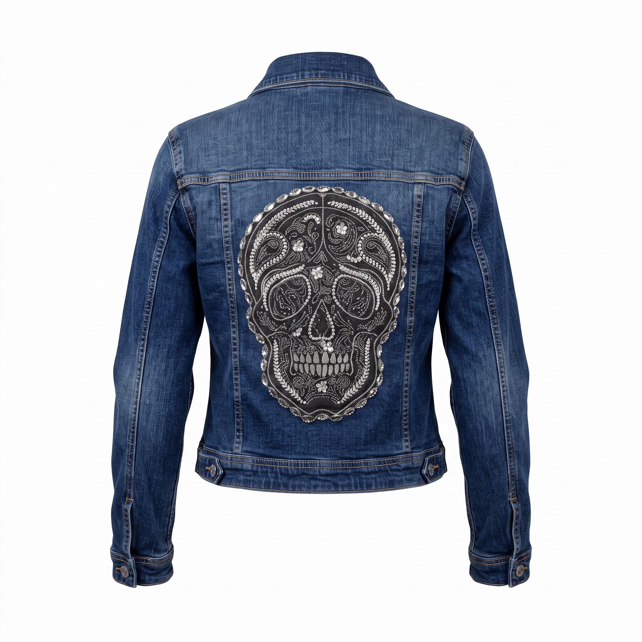 Chaqueta vaquera calavera negra y pedrería