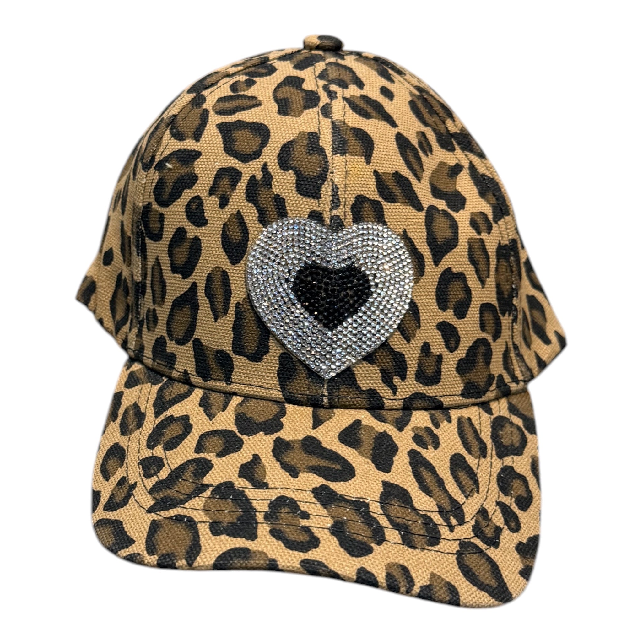 Gorra animal print con corazon strass