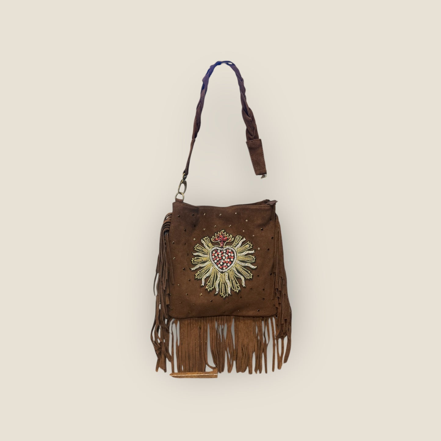 Bolso ante flecos con sagrado corazón
