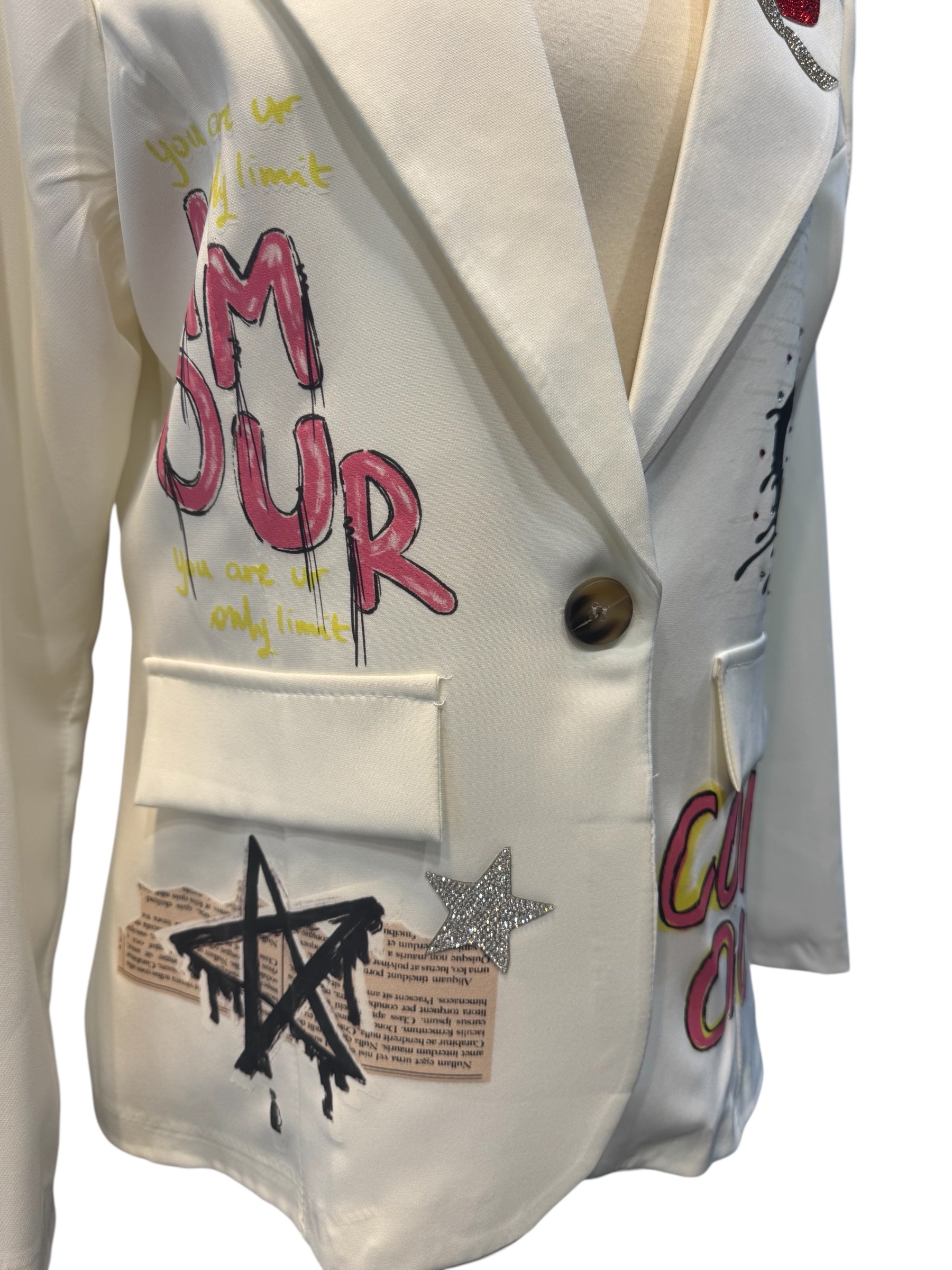 Blazer artística con aplicaciones strass