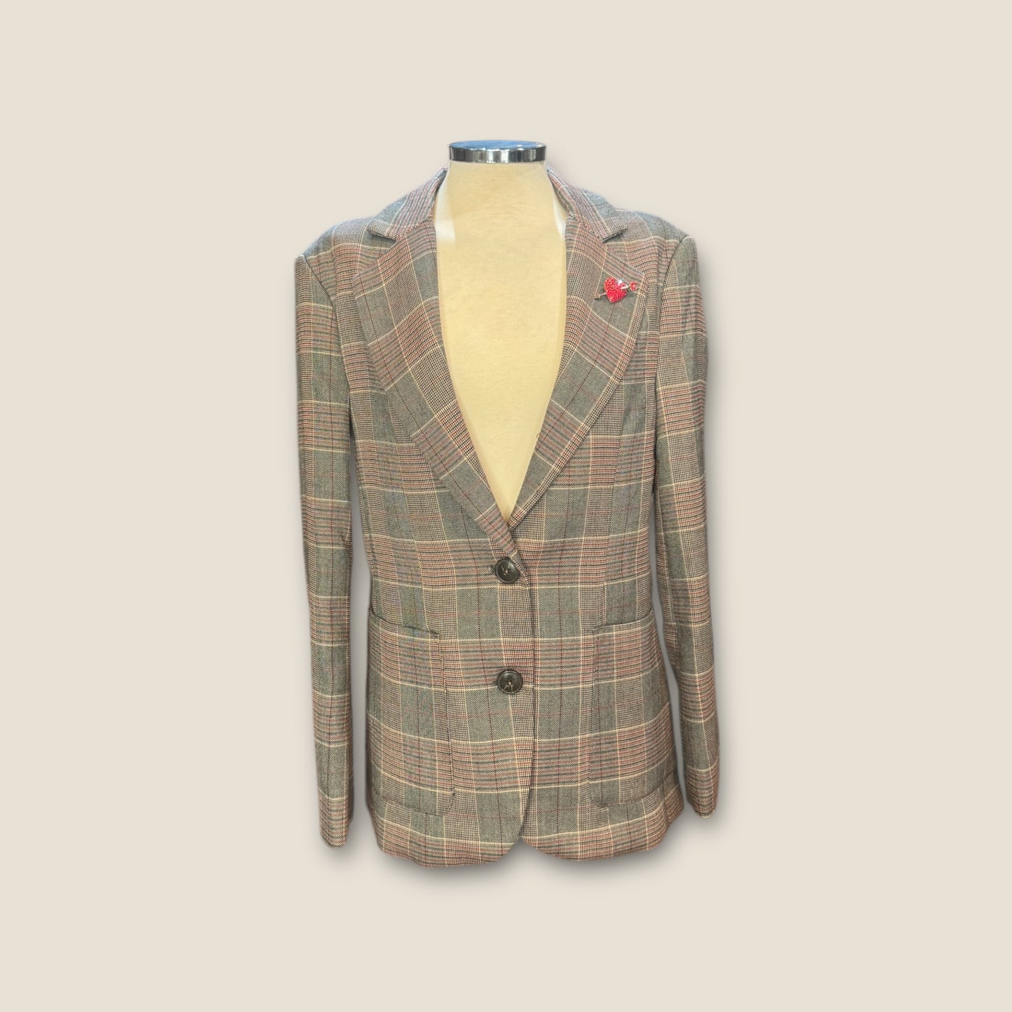 Blazer cuadros con alas y corazon