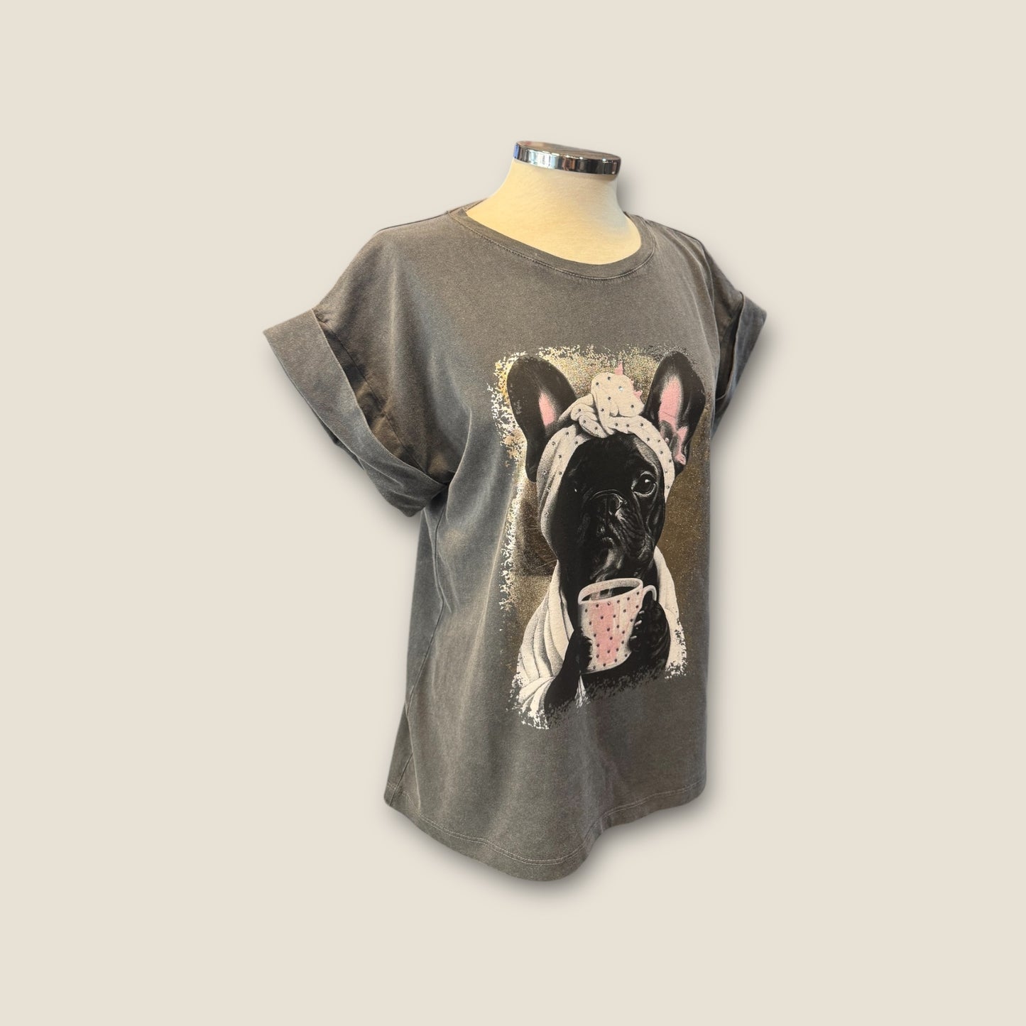 Camiseta gris lavado bull dog