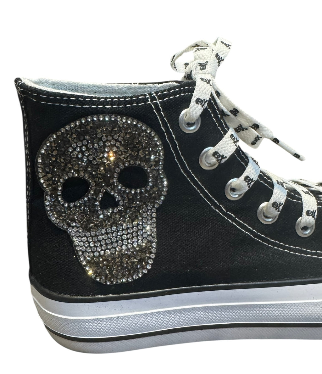 Zapatillas de lona con calavera de strass