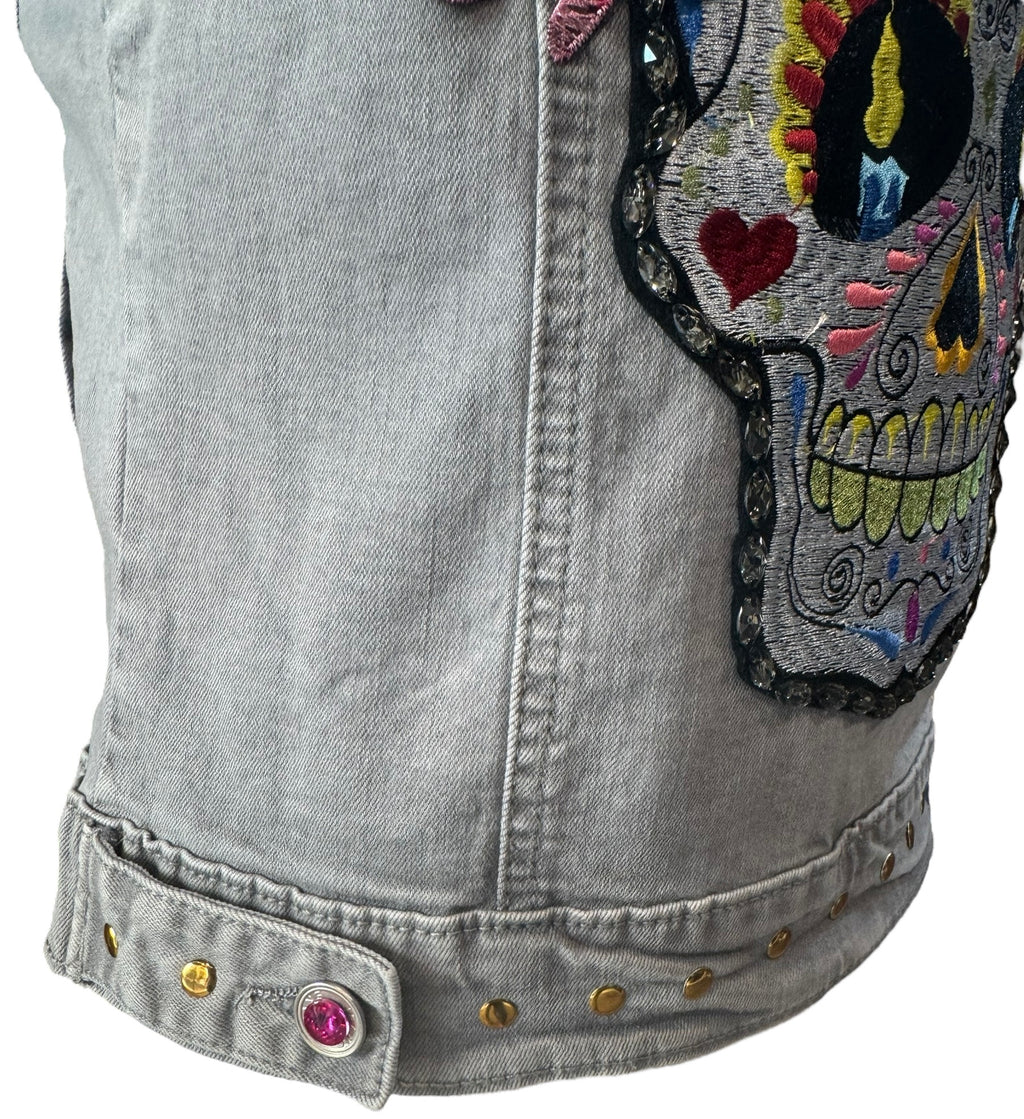 Chaleco calavera catrina con flores