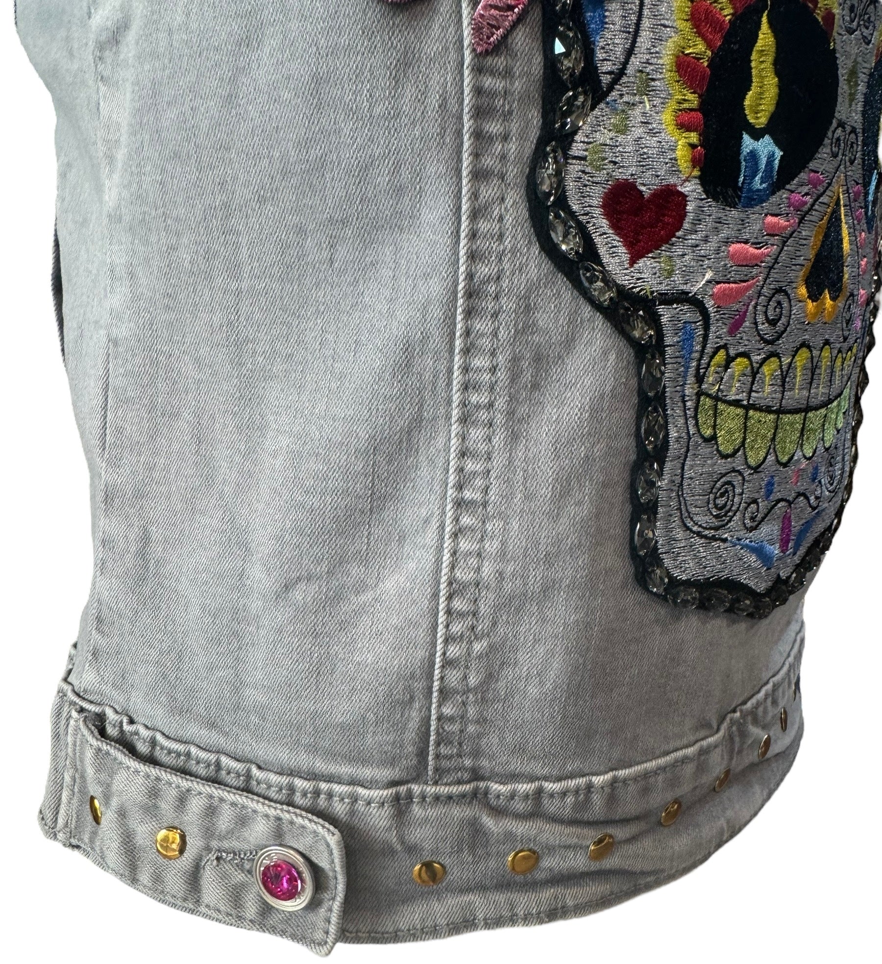 Chaleco calavera catrina con flores