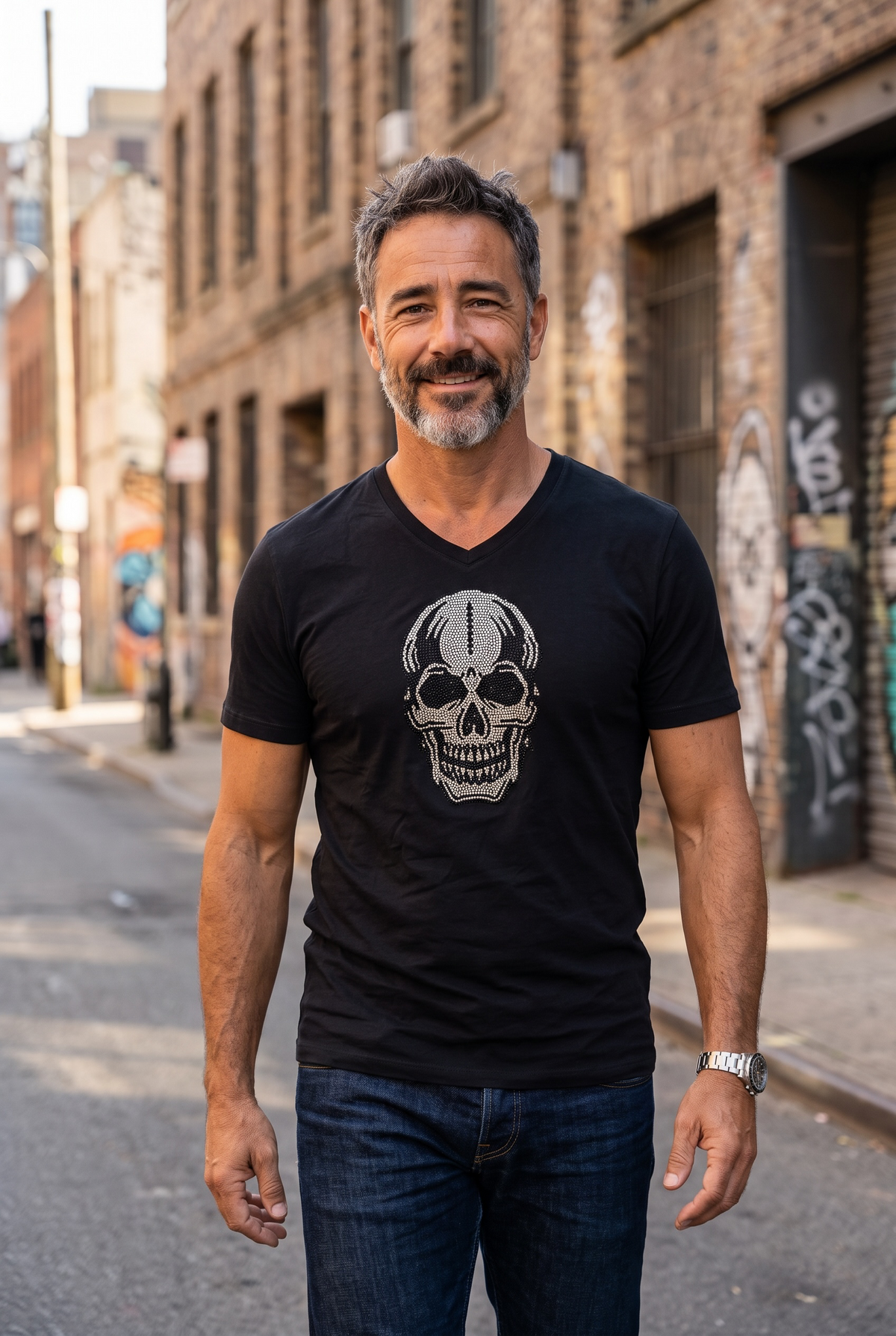 Camiseta hombre Calavera Strass