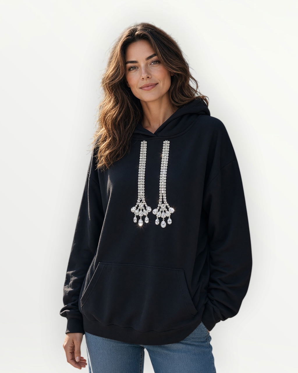 Sudadera oversize pedrería