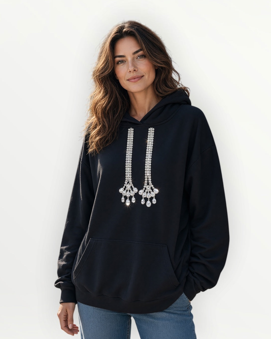 Sudadera oversize pedrería