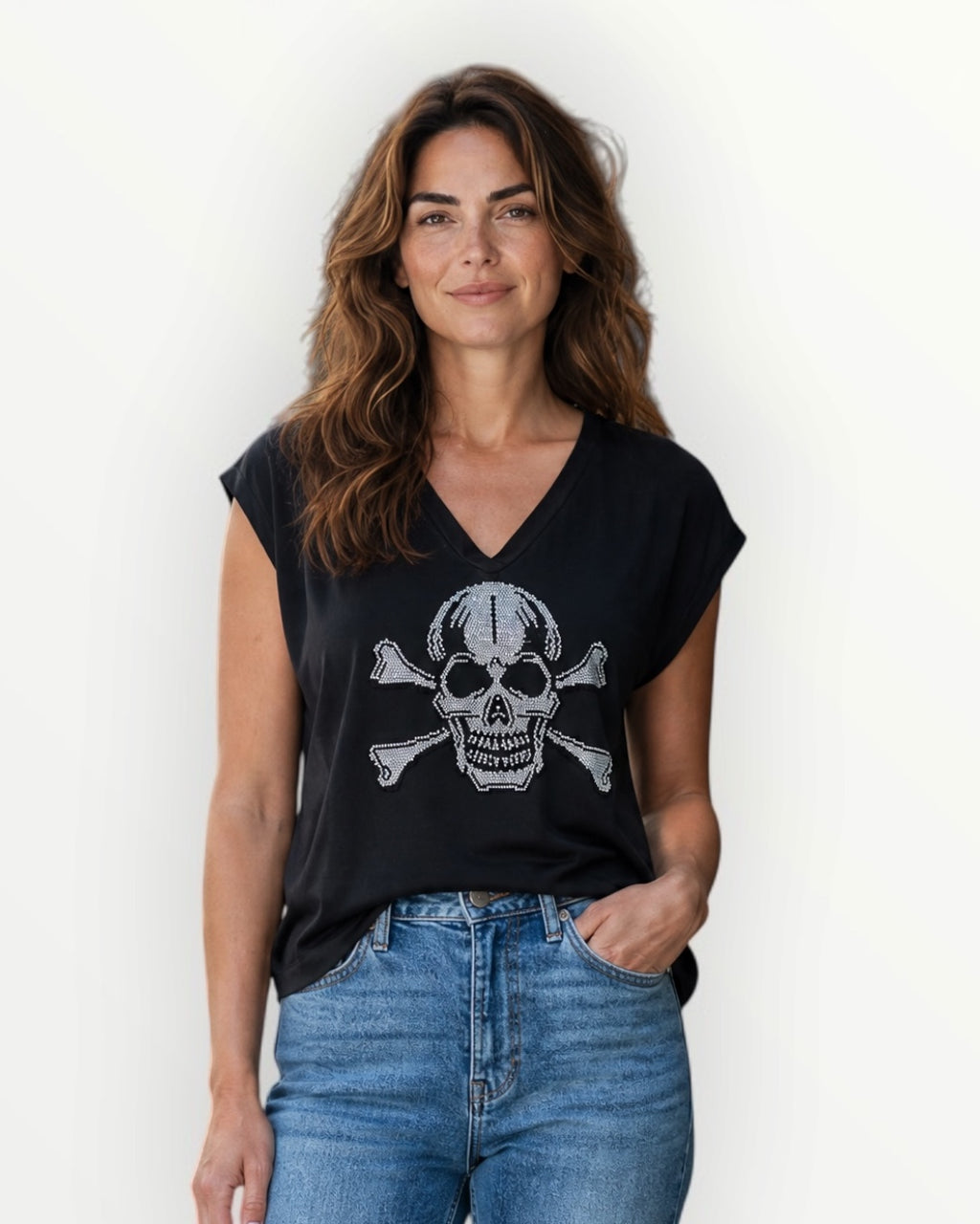 Camiseta Calavera Strass