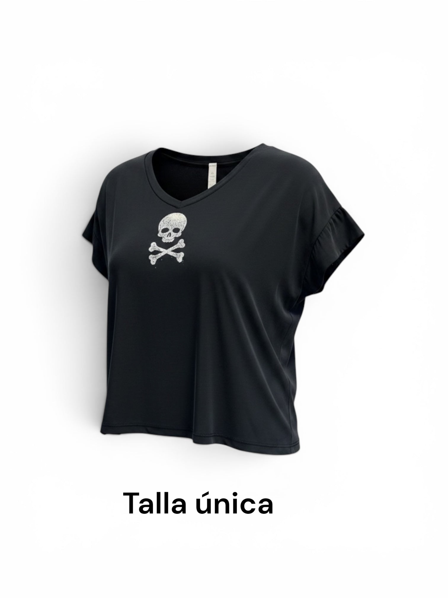 Camiseta V Calavera Strass