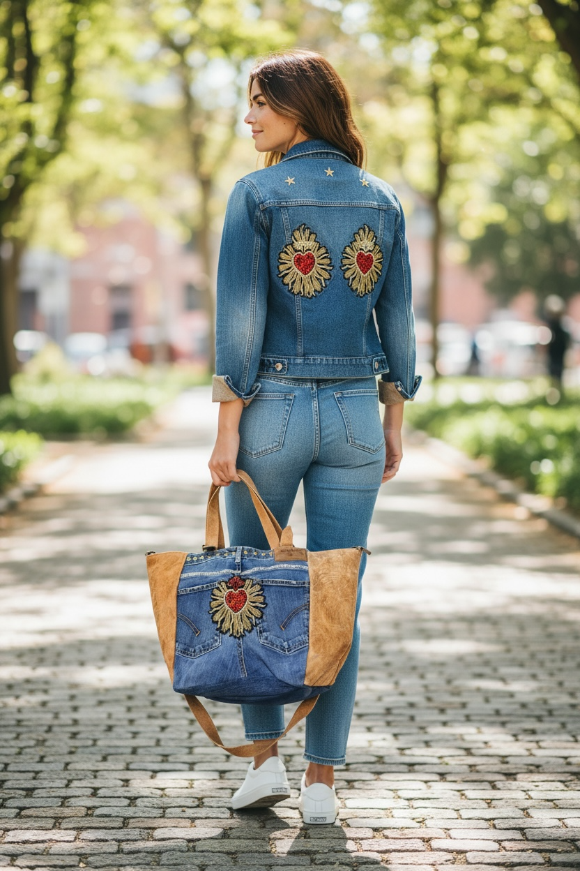 Bolso shopping vaquero con corazón