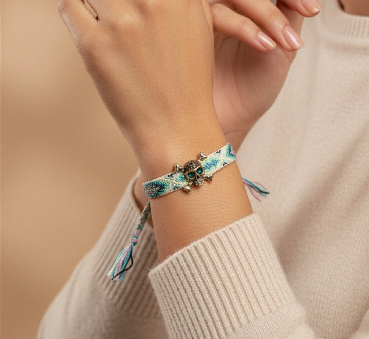 Pulsera macramé Calavera