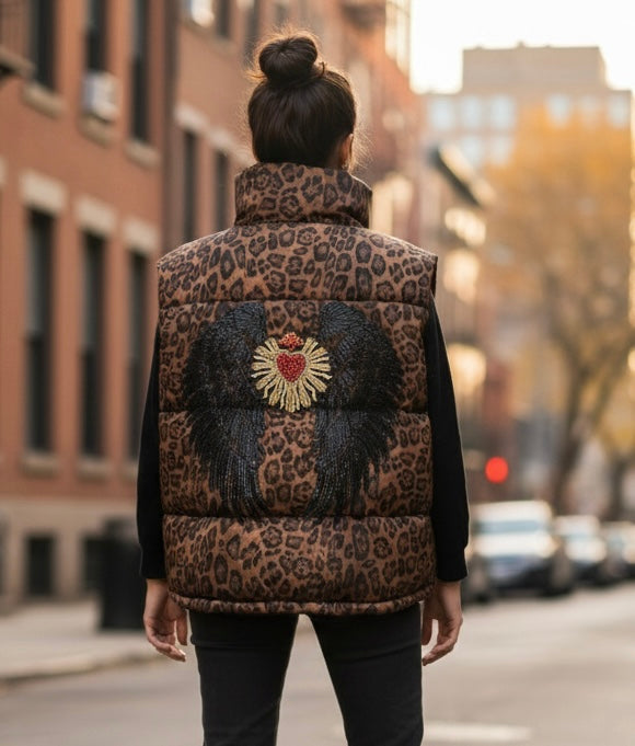 Chaleco animal print con alas