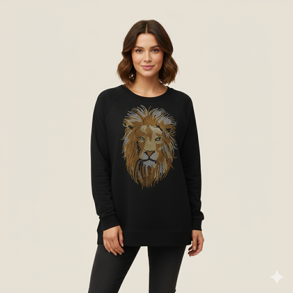 Sudadera león strass