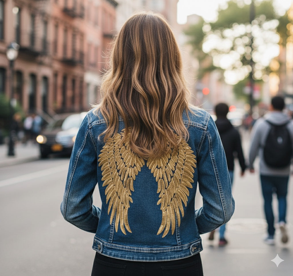 Chaqueta vaquera alas lentejuelas